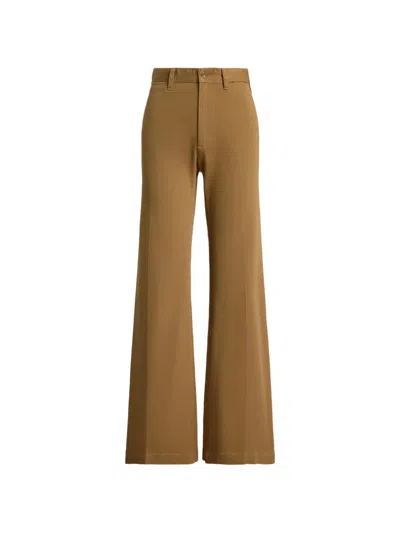 Polo Ralph Lauren Beaton Cotton Flared Trousers In Brown