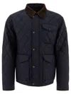Polo Ralph Lauren 'the Beaton' Blue Jacket With Corduroy Collar And Logo Patch On The Sleeve In Tech Fabric Man In Blue