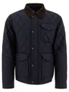 Polo Ralph Lauren 'the Beaton' Blue Jacket With Corduroy Collar And Logo Patch On The Sleeve In Tech Fabric Man In Blue
