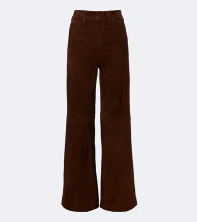 Polo Ralph Lauren Beaton Suede Flared Pants In Brown