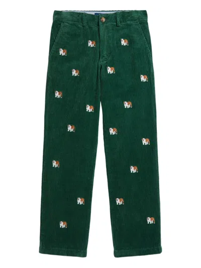 Polo Ralph Lauren Kids' Bedford Embroidered Corduroy Trousers In Green