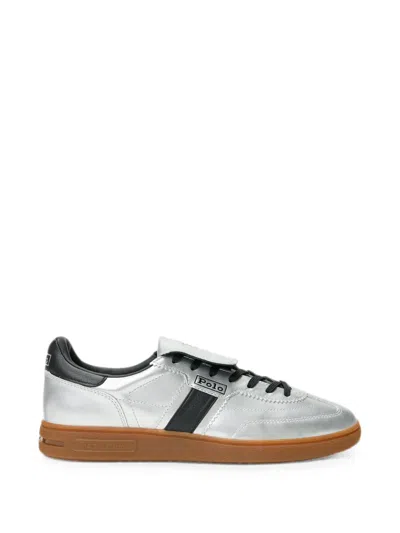 Polo Ralph Lauren Bedford Leather Sneakers In Metallic