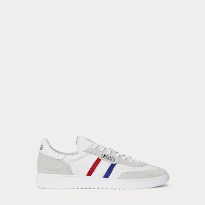Polo Ralph Lauren Bedford Suede-paneled Sneaker In Bianco,red,white,blue