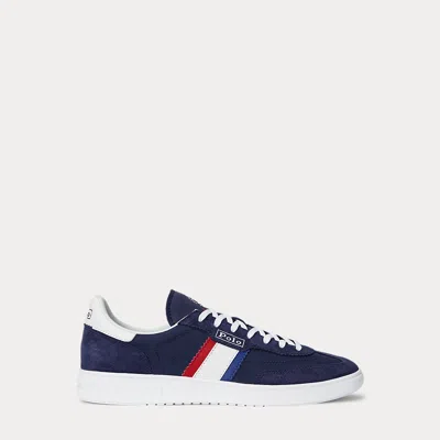 Polo Ralph Lauren Bedford Suede-paneled Sneaker In Navy/red With Blue