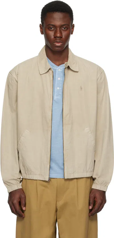 Polo Ralph Lauren Beige Bayport Poplin Jacket In Olive