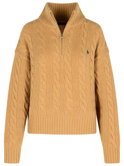 Polo Ralph Lauren Beige Cashmere Blend Sweater In Brown