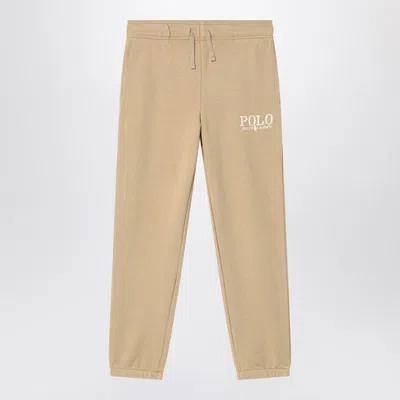 Polo Ralph Lauren Beige Cotton Jogging Trousers With Logo