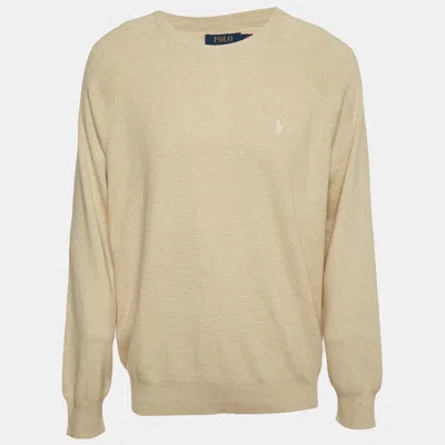 Pre-owned Polo Ralph Lauren Beige Cotton Knit Crewneck Sweater Xl In Sand