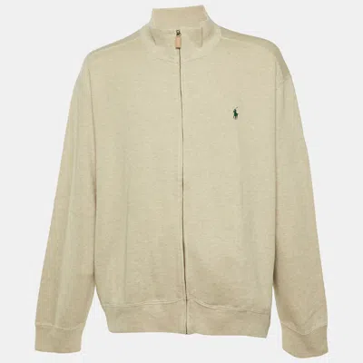 Pre-owned Polo Ralph Lauren Beige Cotton Knit Zip Front Jacket 2xl In Sand