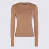 Polo Ralph Lauren Cable Knit Wool Cashmere Sweater In Brown