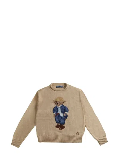 Polo Ralph Lauren Beige Cotton Sweater With Playful Print