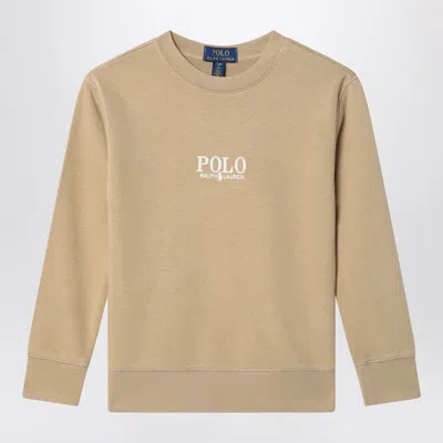 Polo Ralph Lauren Beige Cotton Sweatshirt With Logo In Brown