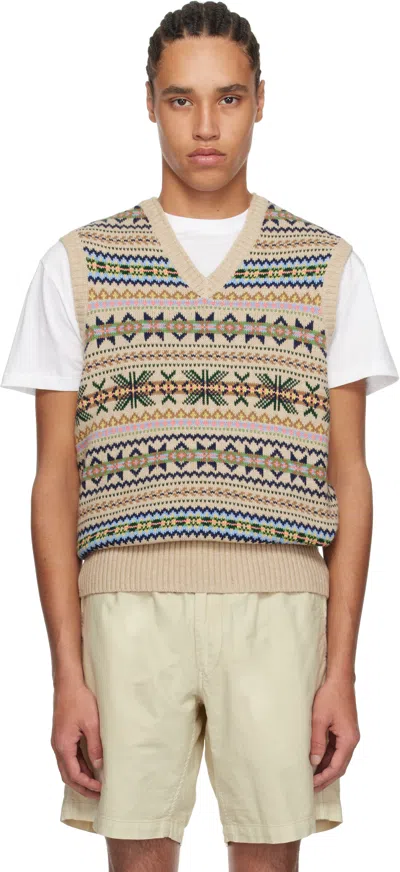 Polo Ralph Lauren Beige Fair Isle Cotton-cashmere Sweater Vest In Tan Combo