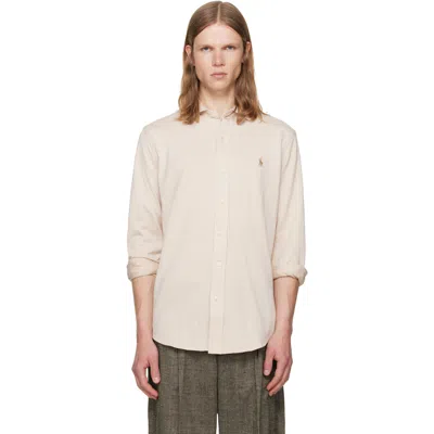 Polo Ralph Lauren Beige Jersey Knit Long Sleeve Sport Shirt In Gray