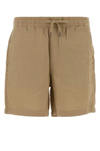 Polo Ralph Lauren Beige Linen Bermuda Shorts In Green