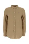 Polo Ralph Lauren Beige Linen Shirt In Nude