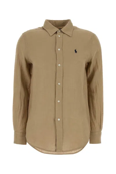 Polo Ralph Lauren Beige Linen Shirt In Brown