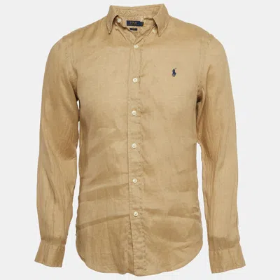 Pre-owned Polo Ralph Lauren Beige Linen Slim Fit Buttoned Front Shirt S