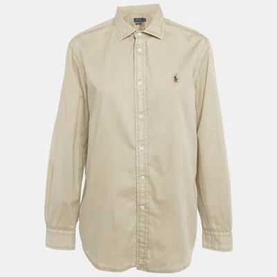 Pre-owned Polo Ralph Lauren Beige Logo Embroidered Cotton Relaxed Fit Shirt Xl In Sand