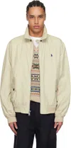 Polo Ralph Lauren Beige Packable Taffeta Bomber Jacket In Stoneware Grey