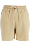 Polo Ralph Lauren Beige Solid Color Mid-trunk Swim Trunks In Recycled Polyester With Pocket