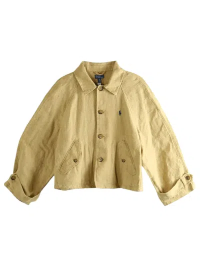Polo Ralph Lauren Beige Solid Shirt Collar Jacket In Neutral