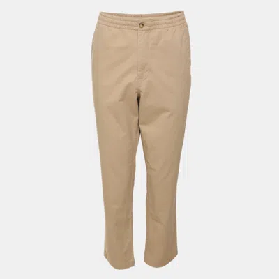 Pre-owned Polo Ralph Lauren Beige Stretch Cotton Elasticated Drawstring Pants M In Sand