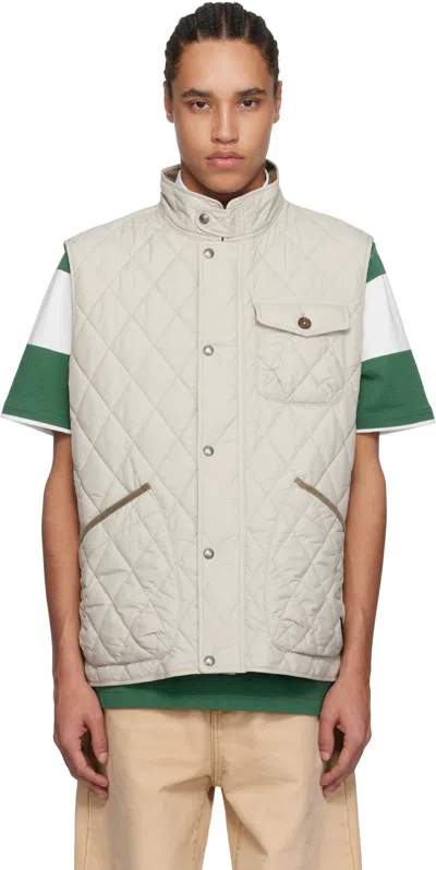 POLO RALPH LAUREN BEIGE 'THE BEATON' QUILTED UTILITY VEST