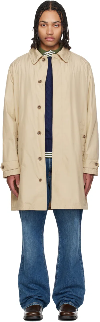 Polo Ralph Lauren Long-sleeved Collared Trench Coat In Neutral