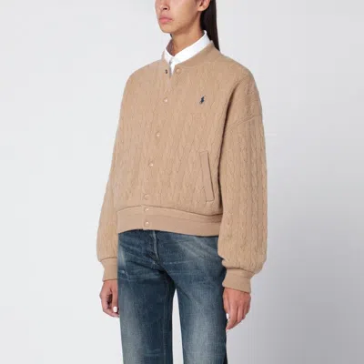 Polo Ralph Lauren Beige Wool And Cashmere Bomber Jacket Relaxed Fit
