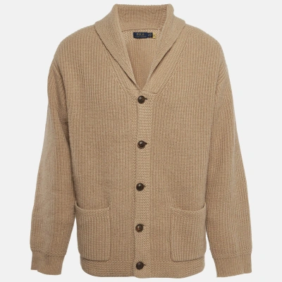 Pre-owned Polo Ralph Lauren Beige Wool And Cashmere Knit Buttoned Cardigan Xl