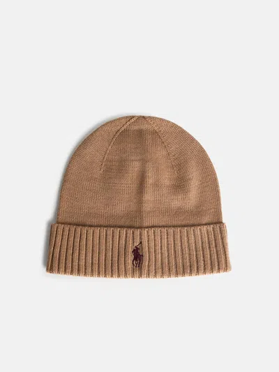 Polo Ralph Lauren Beige Wool Beanie In Sand