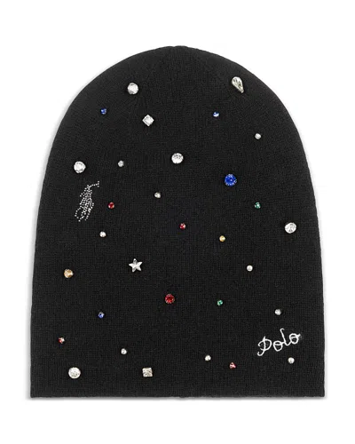 Polo Ralph Lauren Bejeweled Wool & Cashmere Beanie In Black