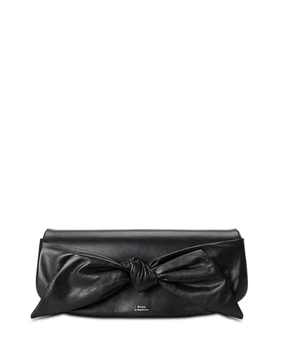 Polo Ralph Lauren Bellport Leather Bow Long-flap Clutch In Black