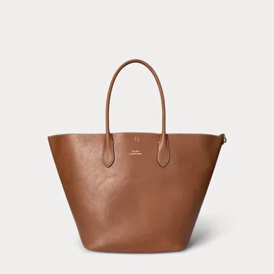 Polo Ralph Lauren Bellport Leather Large Tote In Cuoio