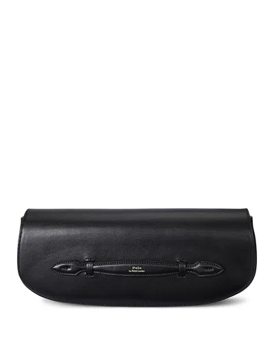 Polo Ralph Lauren Bellport Leather Long Flap Clutch In Black