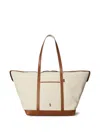 Polo Ralph Lauren Bellport Leather-trimmed Canvas Tote Bag In Neutral