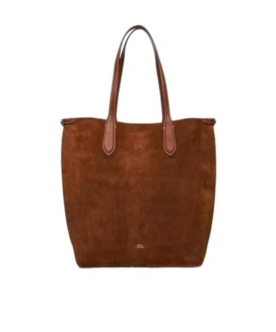 Polo Ralph Lauren Bellport North-south Tote Bag In Brown