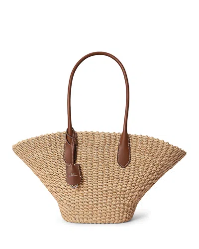 Polo Ralph Lauren Bellport Raffia Basket Tote In Brown