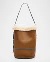 Polo Ralph Lauren Bellport Shearling Sling Bucket Bag In Brown