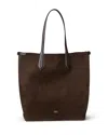Polo Ralph Lauren Bellport Suede North South Tote In Brown