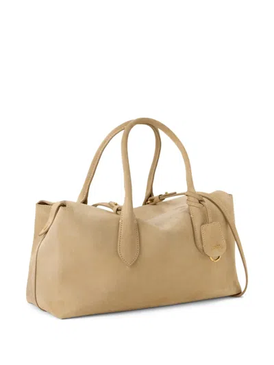 Polo Ralph Lauren Bellport Suede Satchel Tote Bag In Neutral