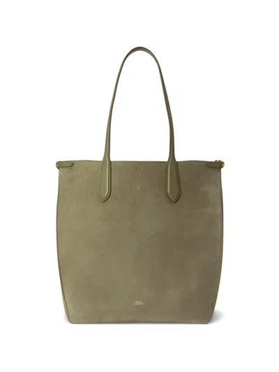 Polo Ralph Lauren Bellport Sueded Buckle Tote Bag In Green