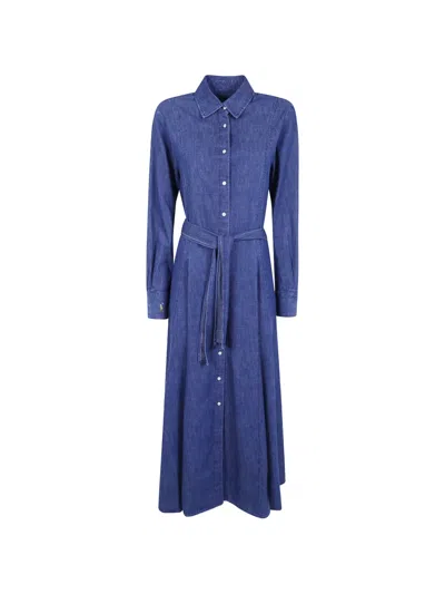 Polo Ralph Lauren Belted Button-down Midi Dress In Multi