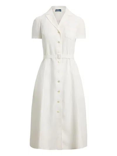 Polo Ralph Lauren Belted-buttoned Midi Dress In Neutral
