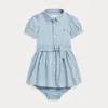 Polo Ralph Lauren Baby Girls Belted Chambray Shirtdress In New Medium Wash