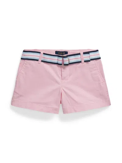 Polo Ralph Lauren Kids' Belted Chino Shorts In Pink