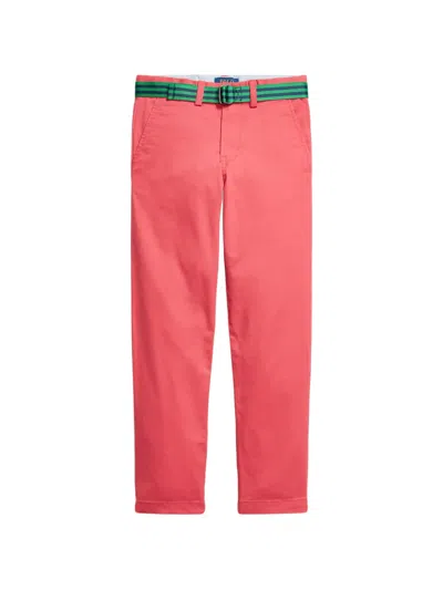 Polo Ralph Lauren Kids' Belted Chino Trousers In Pink