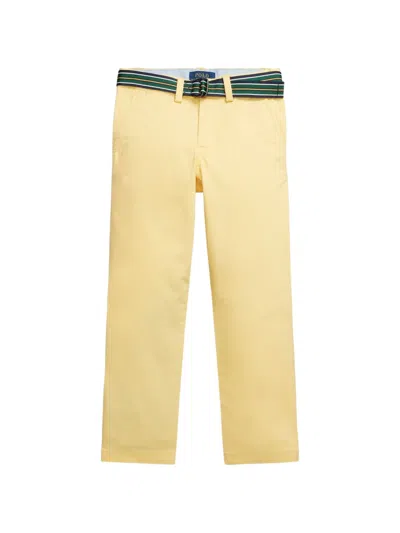 Polo Ralph Lauren Kids' Belted Chino Trousers In Yellow
