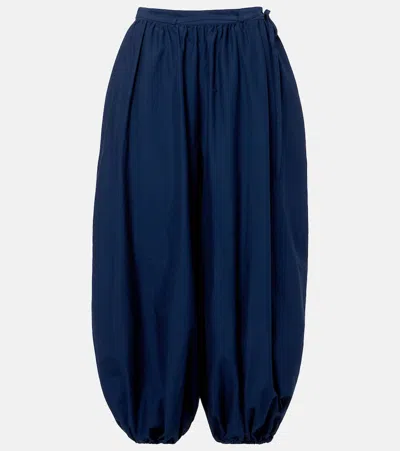 Polo Ralph Lauren Belted Cotton And Silk Balloon Pants In Blue